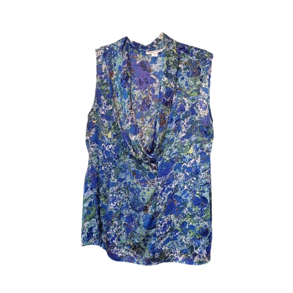 Coldwater Creek Cowl Style Faux Wrap Sleeveless Blouse Size XL (16) Officecore